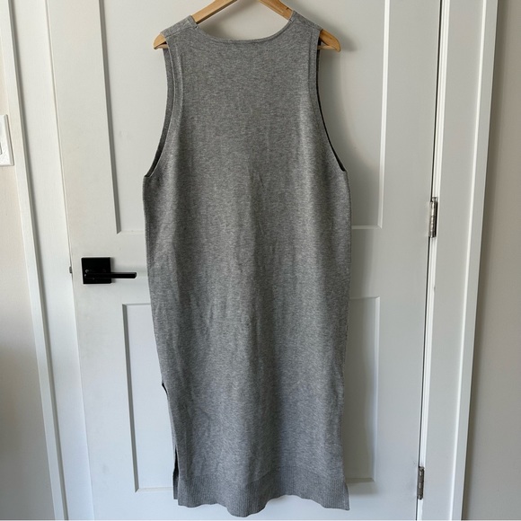 Mango Women's Gray V Neck Gray Sleeveless Knit Midi Long Line Vest Dress Size L - Picture 6 of 9